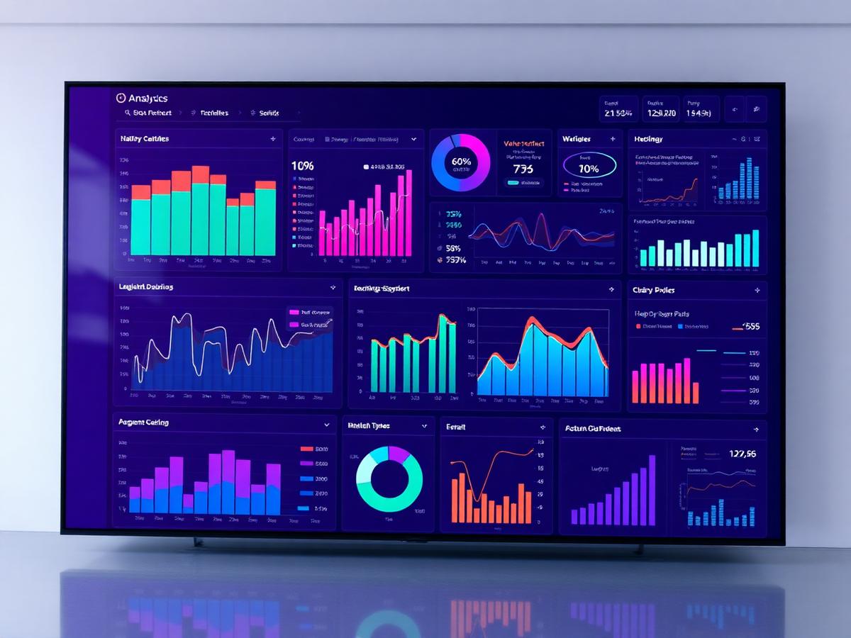 Data analytics dashboard with charts and metrics